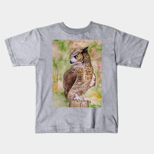 The Listener (Bubo virginianus) Kids T-Shirt